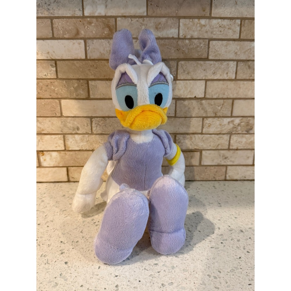 Disney Junior Daisy Duck Plush 10" Stuffed Animal Purple Dress Bow